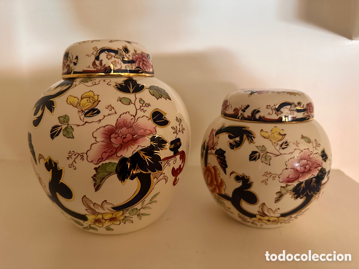 Oggetti Antichi: Dos tarros con tapa Mason&rsquo;s Ironstone Mandalay &ndash; Dos tama&ntilde;os &ndash; Inglaterra