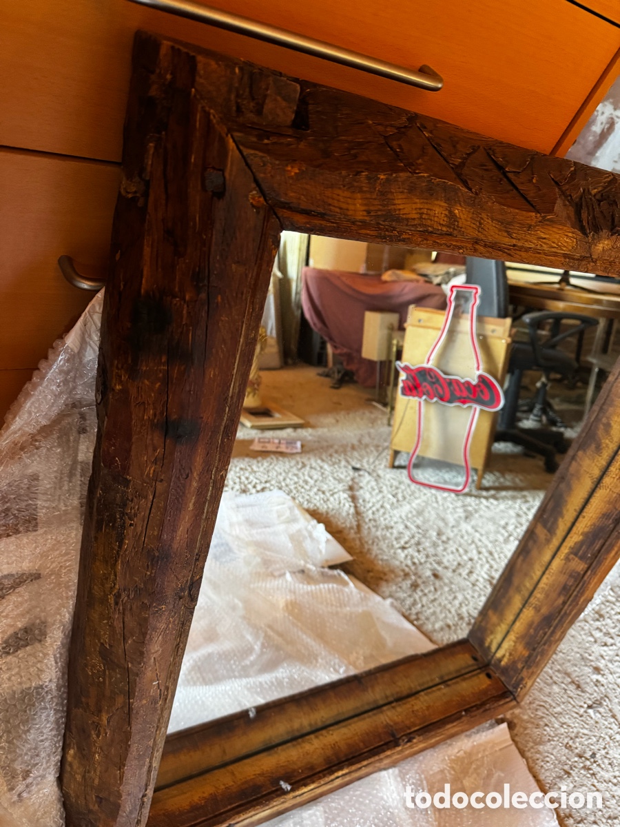 Antiquit&eacute;s: Espejo R&uacute;stico de Madera Maciza 90x105