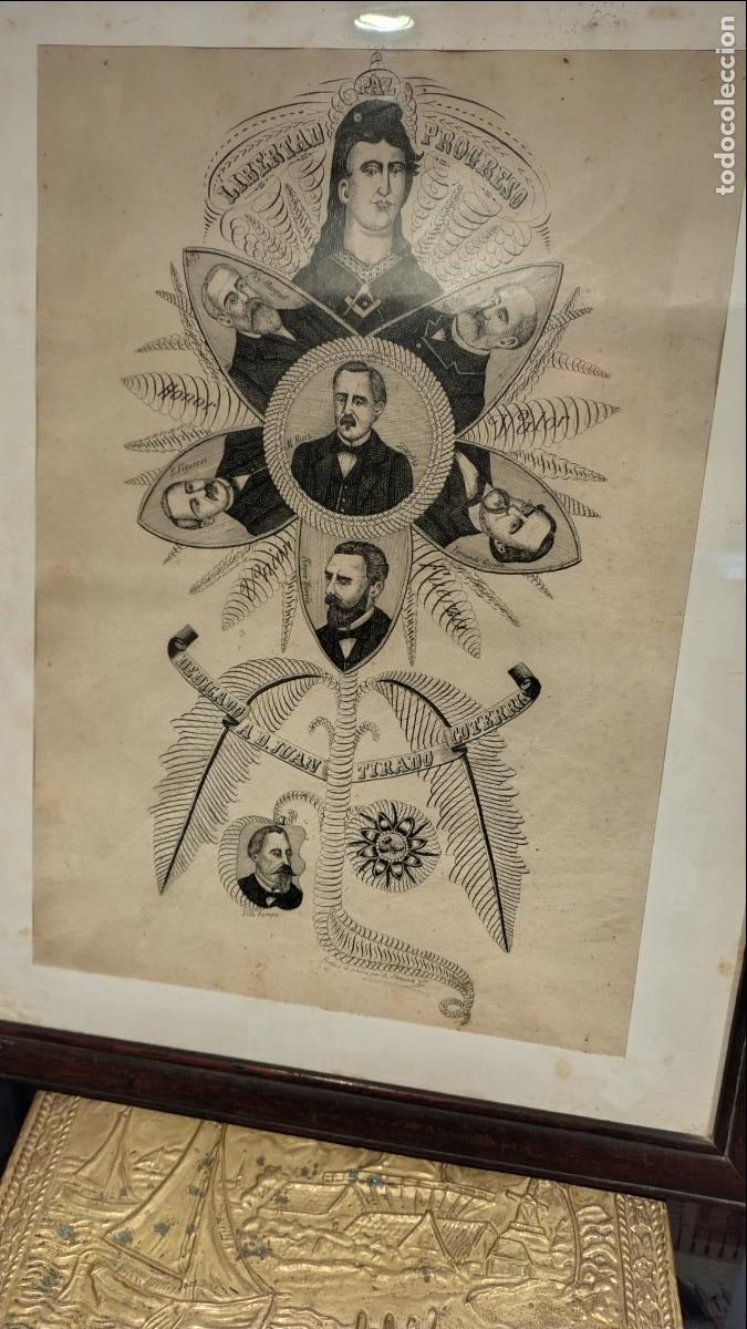 Antiguidades: ANTIGUO CUADRO MASONICO ORIGINAL SIGLO XIX - LOGIA VILLA CAMPA.