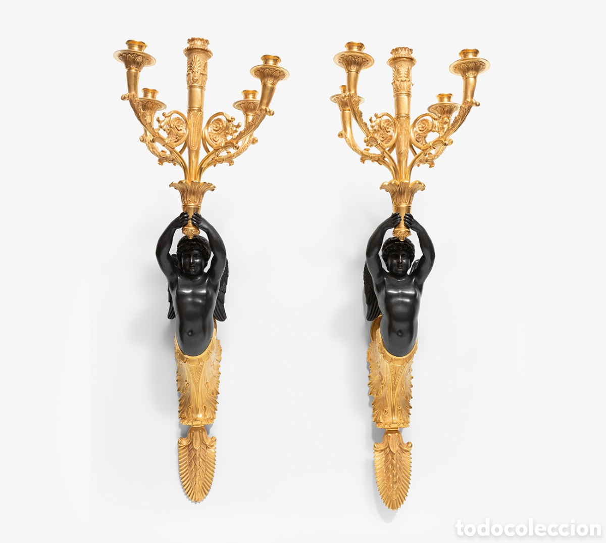 Antig&uuml;edades: Pareja de apliques; Francia, Napole&oacute;n III, tercer cuarto del s.&nbsp;XIX.
