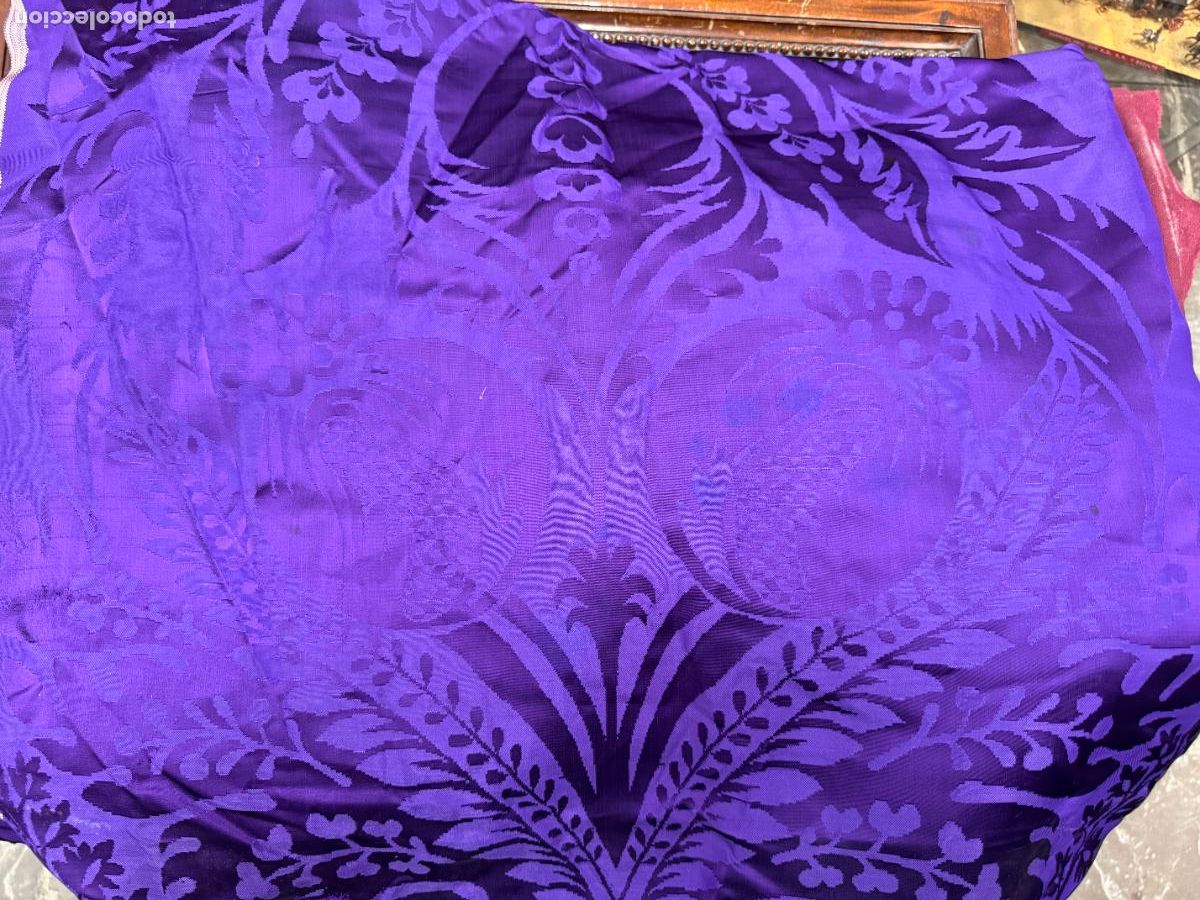 Oggetti Antichi: TELA DAMASCO EN MORADO - MEDIDA 195X125 CM - RELIGIOSO - VIRGEN - NI&Ntilde;O JESUS - CRISTO