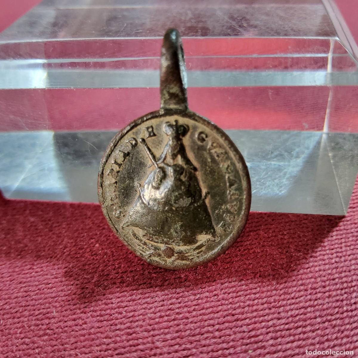 Antiguidades: ANTIGUA MEDALLA DE LA VIRGEN DE GUADALUPE Y SAN JER&Oacute;NIMO, SIGLOS XVII-XVIII