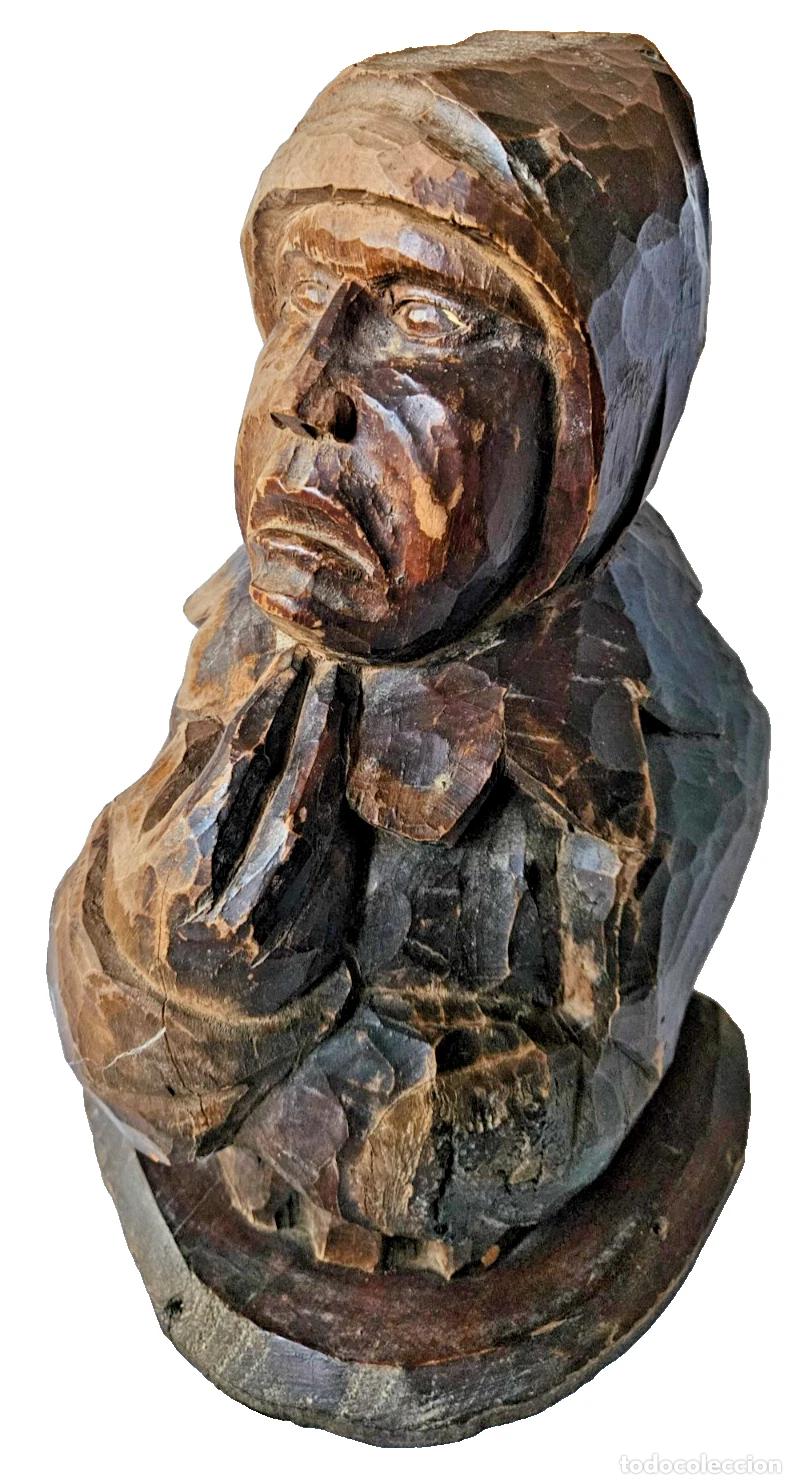 Antiguidades: SCULPTURE ART POPULAIRE BUSTE VIEL HOMME EN BOIS