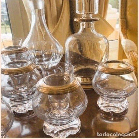 Antig&uuml;edades: Juego licorera de cristal y plata 925 Art D&eacute;co