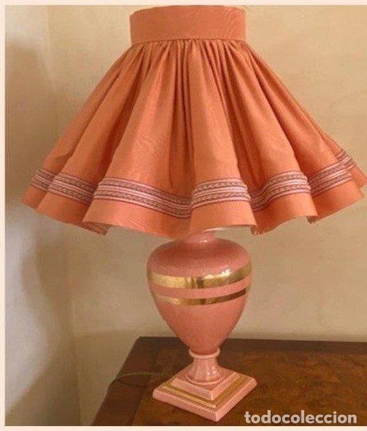 Antig&uuml;edades: Pareja l&aacute;mparas porcelana pintada a mano, rosa