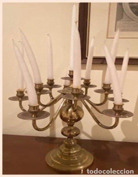 Antig&uuml;edades: Pareja candelabros bronce dorado de diez brazos