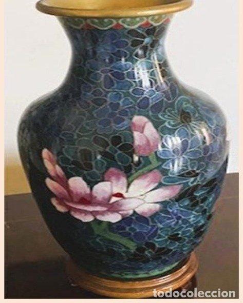 Antiquit&eacute;s: Pareja jarrones esmalte cloisonn&eacute; floral