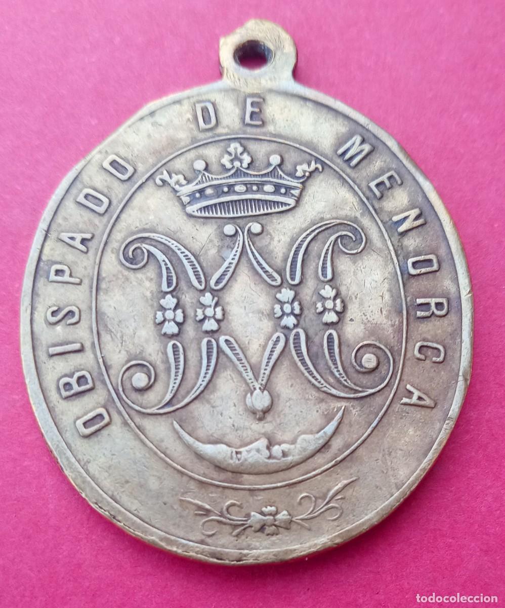Oggetti Antichi: Medalla Siglo XIX Obispado de Menorca. Virgen Montetoro.