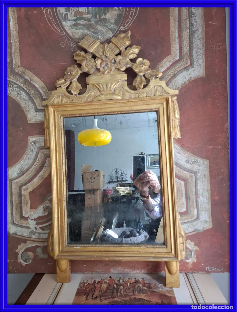 Antiguidades: ESPEJO CORNUCOPIA LUIS XVII DE MADERA DORADA CON ORO FINO