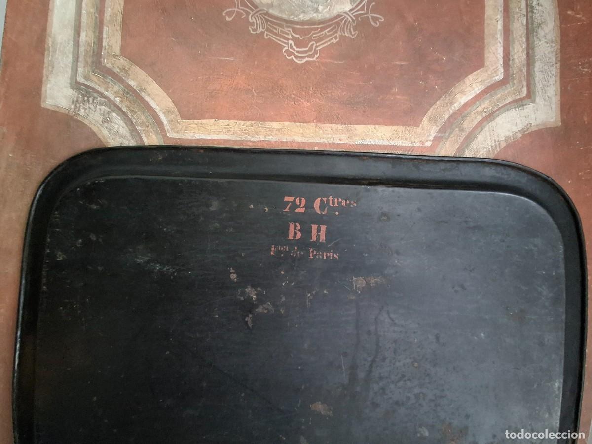 Antig&uuml;edades: BANDEJA METALICA RECTANGULAR DECORADA A MANO S. XIX - Foto 14