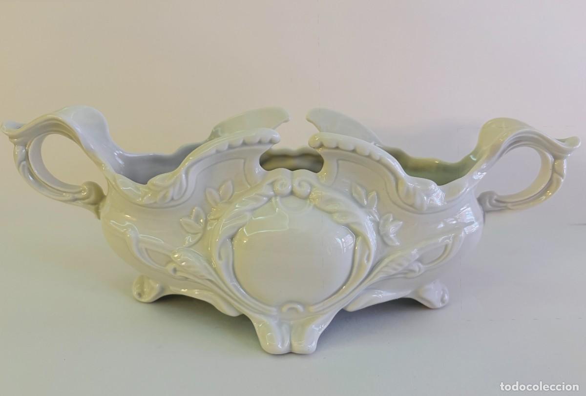 Antig&uuml;edades: Centro de Mesa Jardiniere Porcelana Blanca Neo Rococo Frutero Vintage