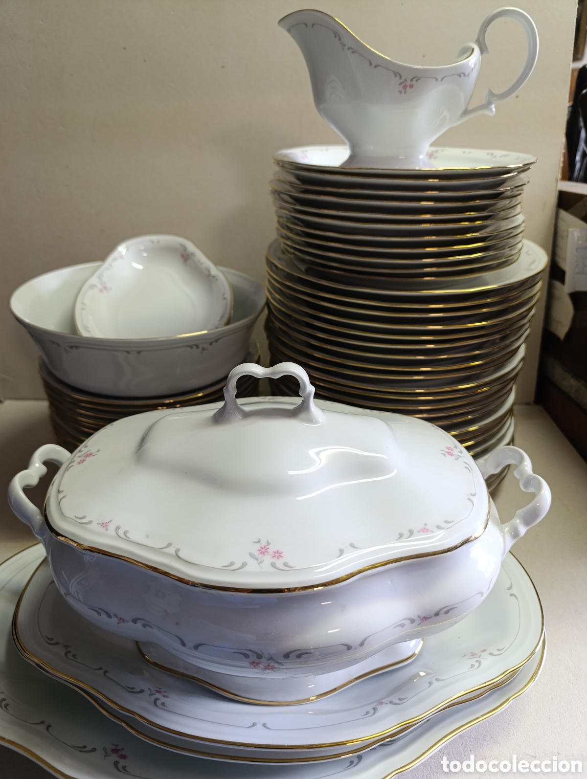 Antiques: VAJILLA DE PORCELANA IRABIA, PORCELANAS DEL NORTE. SPAIN. 54 PIEZAS.