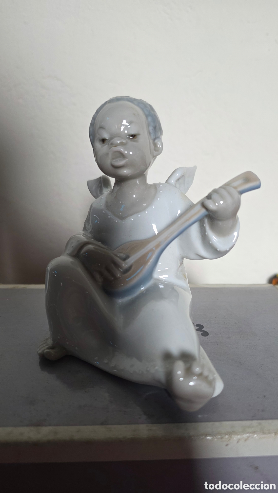 Antig&uuml;edades: Figura angel negro porcelana lladro