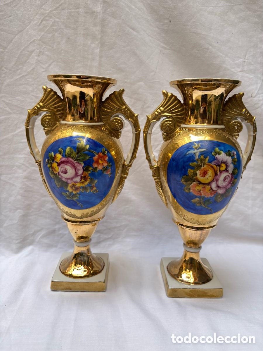 Antiguidades: Pareja de Jarrones siglo XX. 27,5 cm