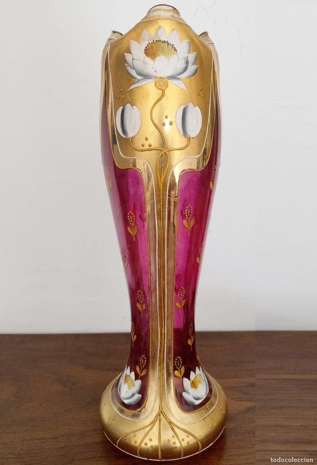 Antiques: Antiguo florero cristal, modernista - Art Nouveau