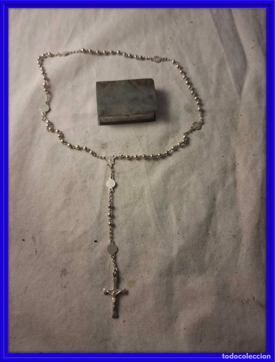 Antig&uuml;edades: ROSARIO DE COMUNION DE PLATA EN SU ESTUCHE