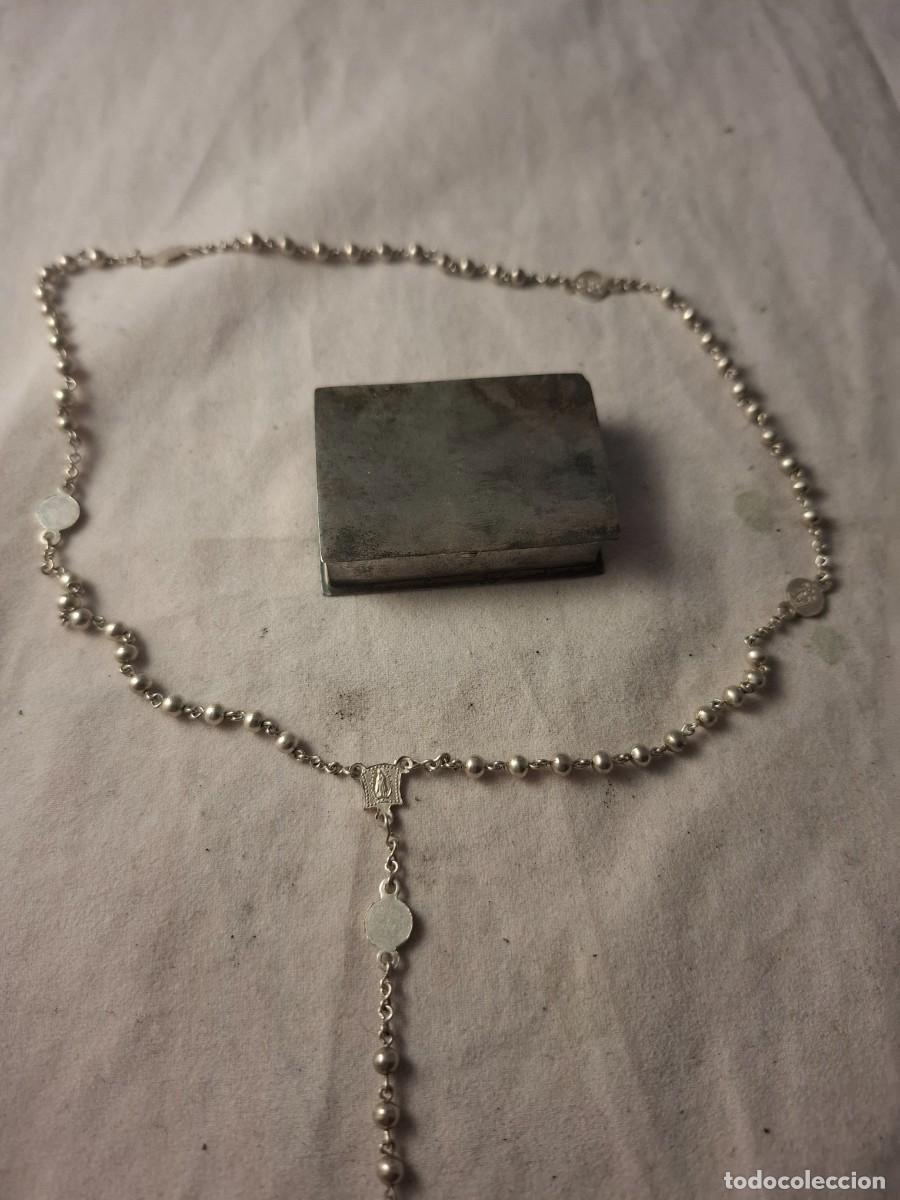 Antig&uuml;edades: ROSARIO DE COMUNION DE PLATA EN SU ESTUCHE - Foto 3
