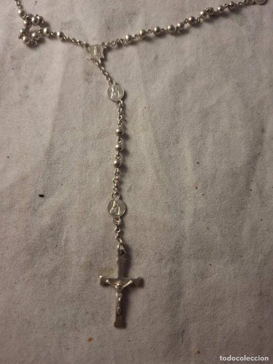 Antig&uuml;edades: ROSARIO DE COMUNION DE PLATA EN SU ESTUCHE - Foto 6