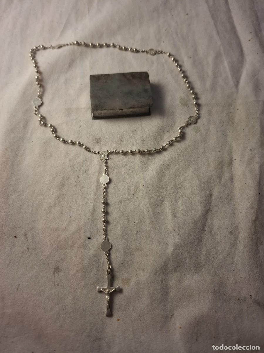 Antig&uuml;edades: ROSARIO DE COMUNION DE PLATA EN SU ESTUCHE - Foto 7