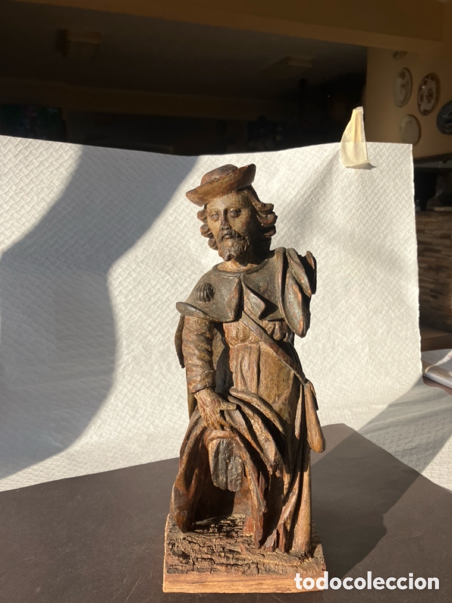 Antig&uuml;edades: Antigua talla madera SAN ROQUE - Foto 2