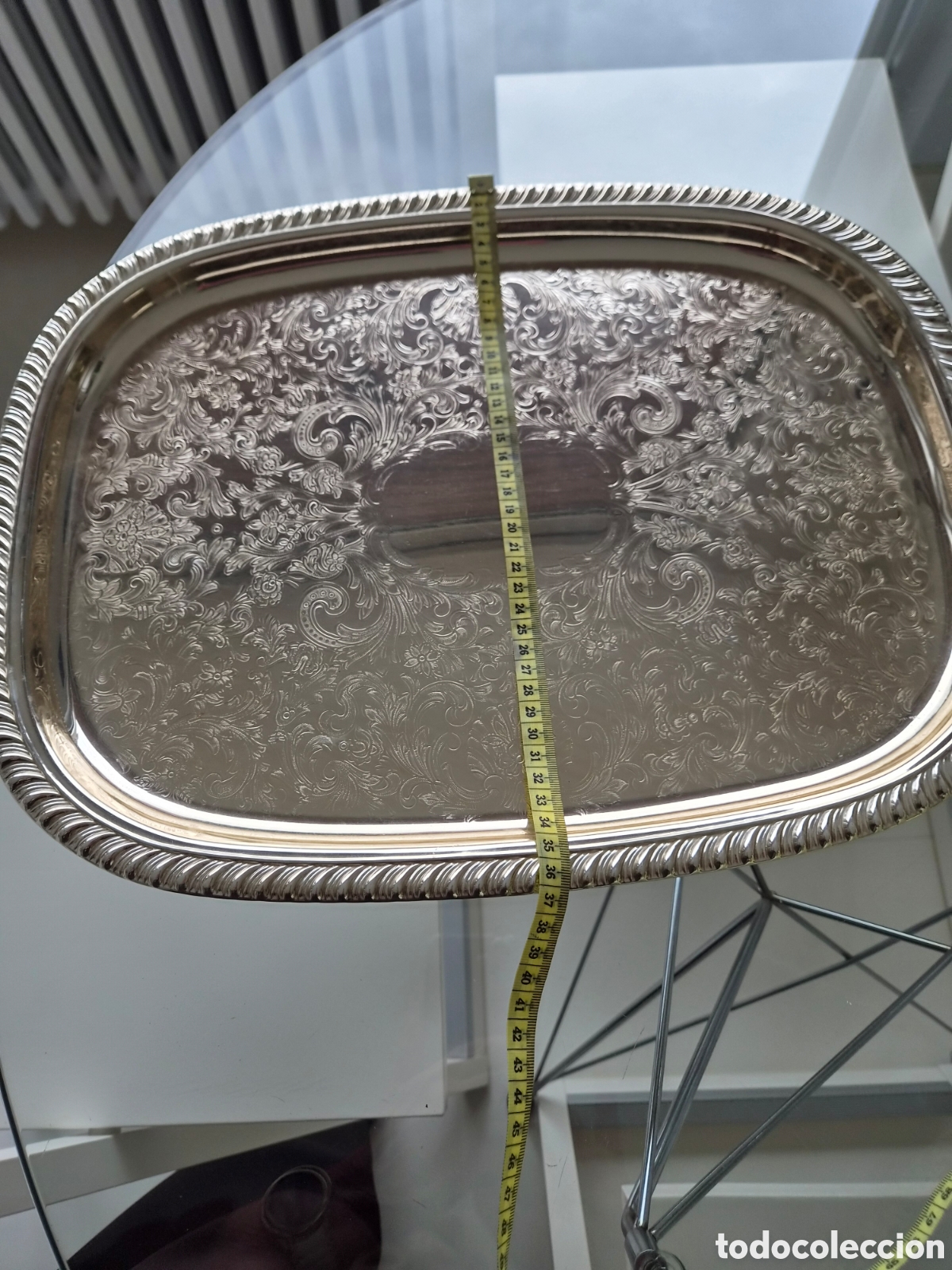 Antig&uuml;edades: Bandeja ba&ntilde;o de plata - Foto 2