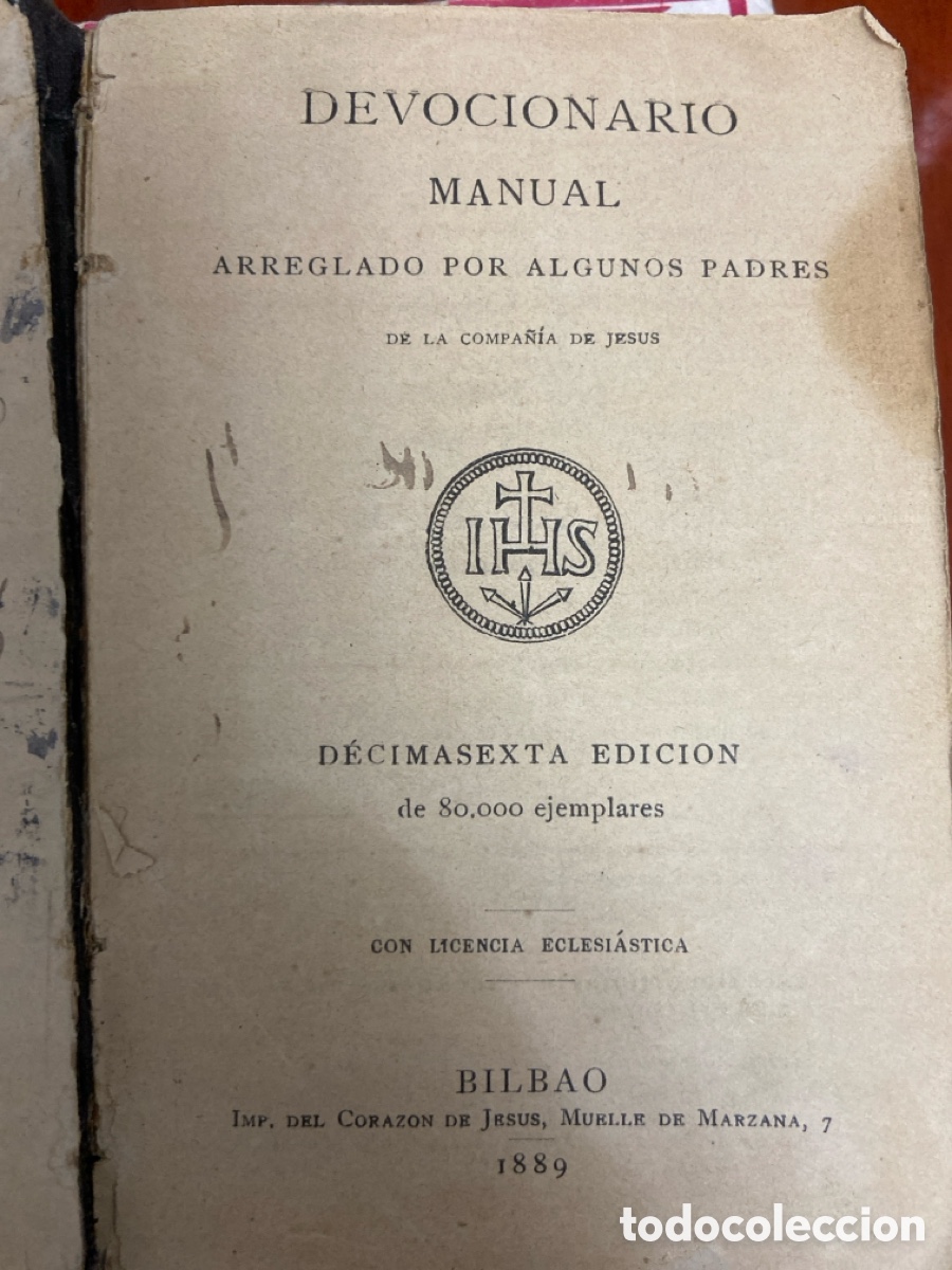 Oggetti Antichi: Devocionario 1889 arreglado por algunos padres