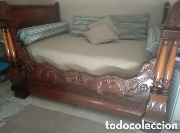 Antiquit&auml;ten: Cama antigua caoba maciza estilo barco