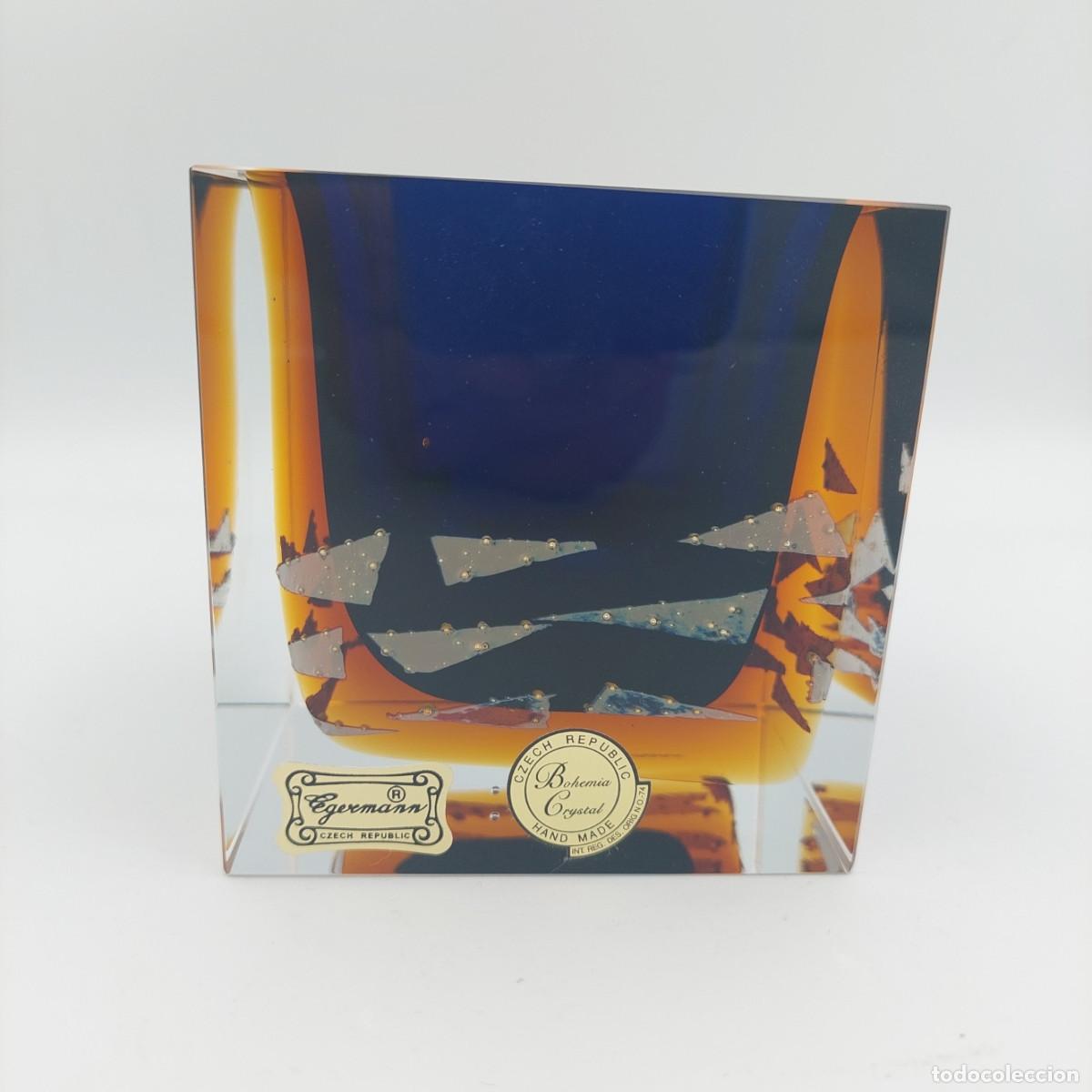 Antiques: Cenicero de cristal Exbor Egermann Pavel Hlava con caja