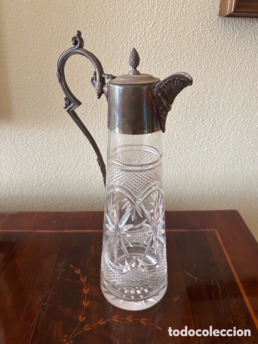 Antig&uuml;edades: Jarra cristal tallado y plata - Foto 2
