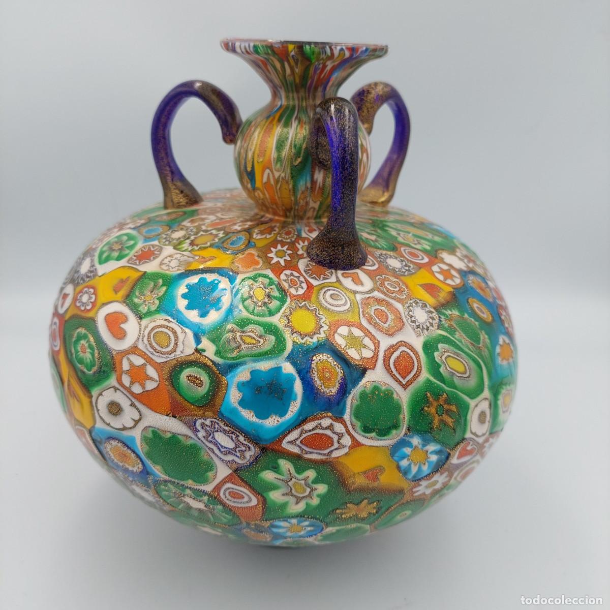 Antiques: Jarron de cristal Murano millefiori La Murrina firmado