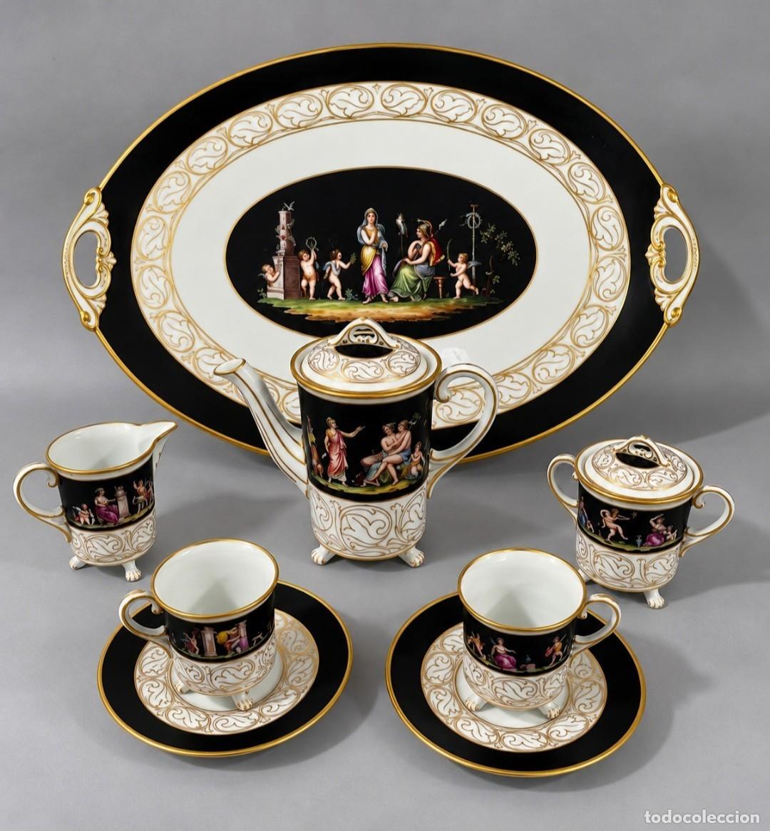 Antig&uuml;edades: Set de cafe de porcelana alemana Fraureuth Art Nouveau