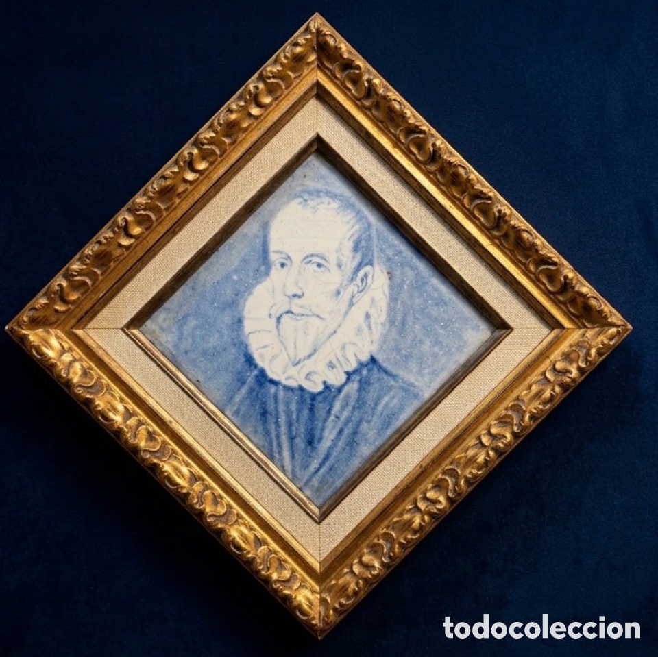 Antig&uuml;edades: ESPERANZA ZULOAGA (1881-1937) - AZULEJO PINTADO CON RETRATO DEL GRECO