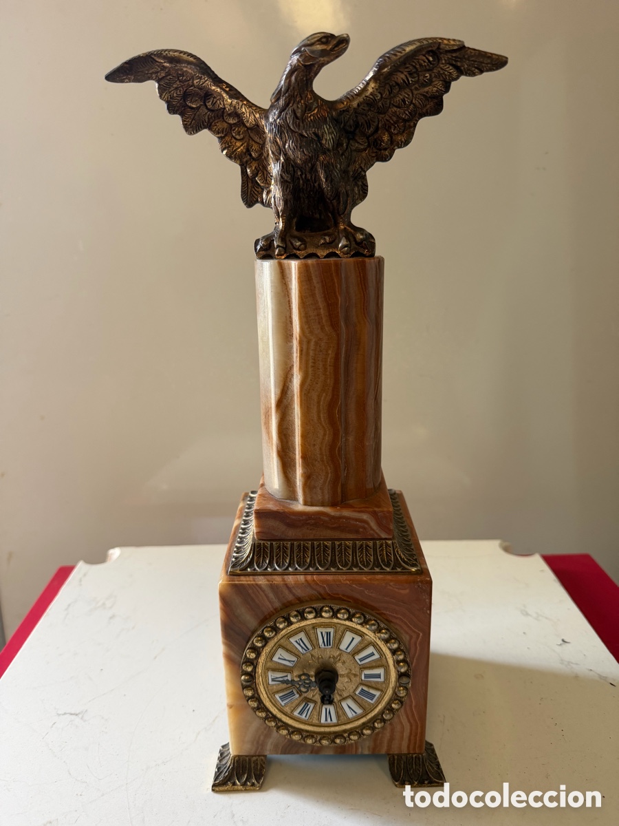 Antiquit&auml;ten: Reloj de Sobremesa Antiguo con &Aacute;guila y M&aacute;rmol