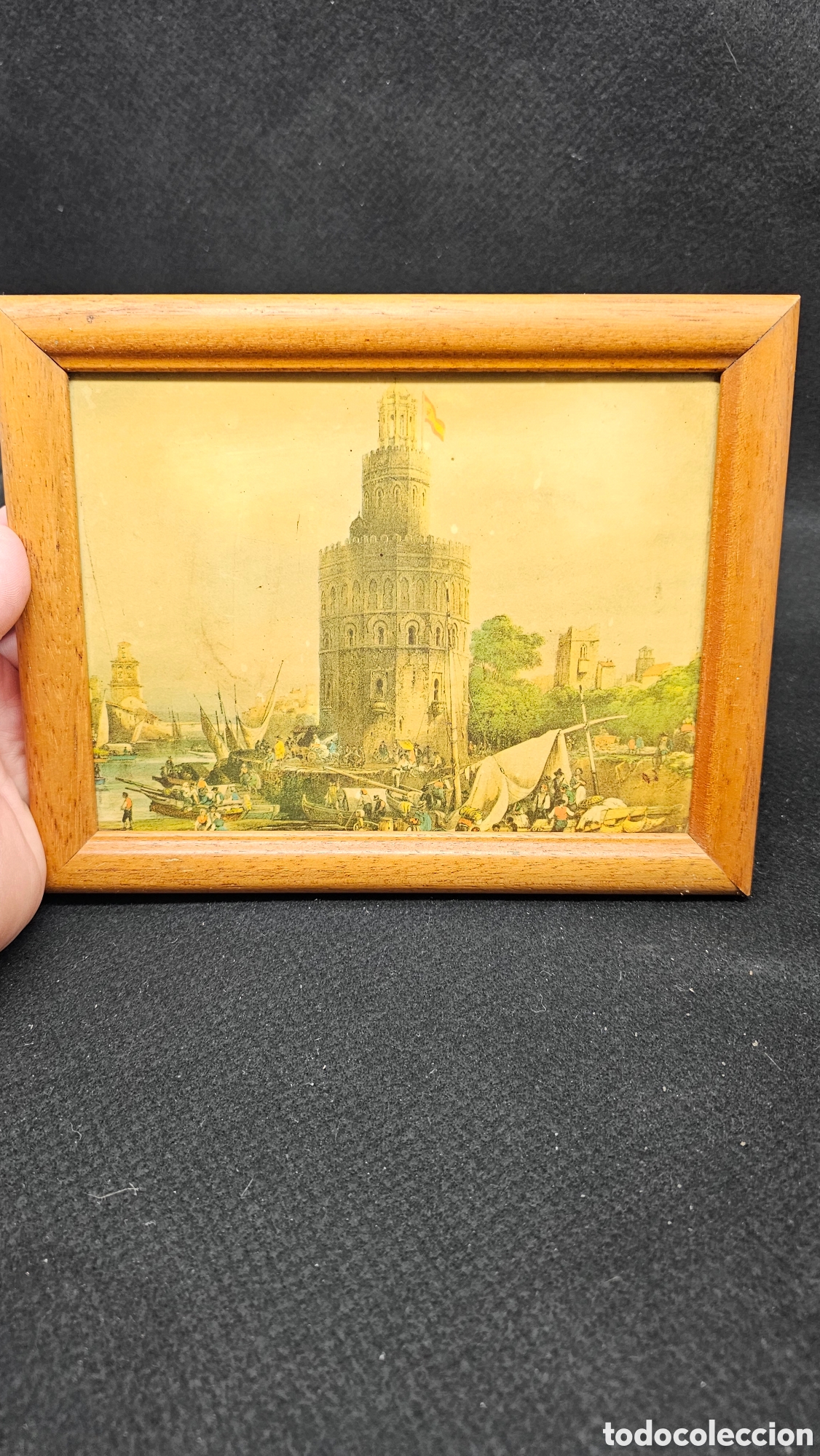 Antiques: Azulejo enmarcado de la c&eacute;lebre Torre del Oro en Sevilla