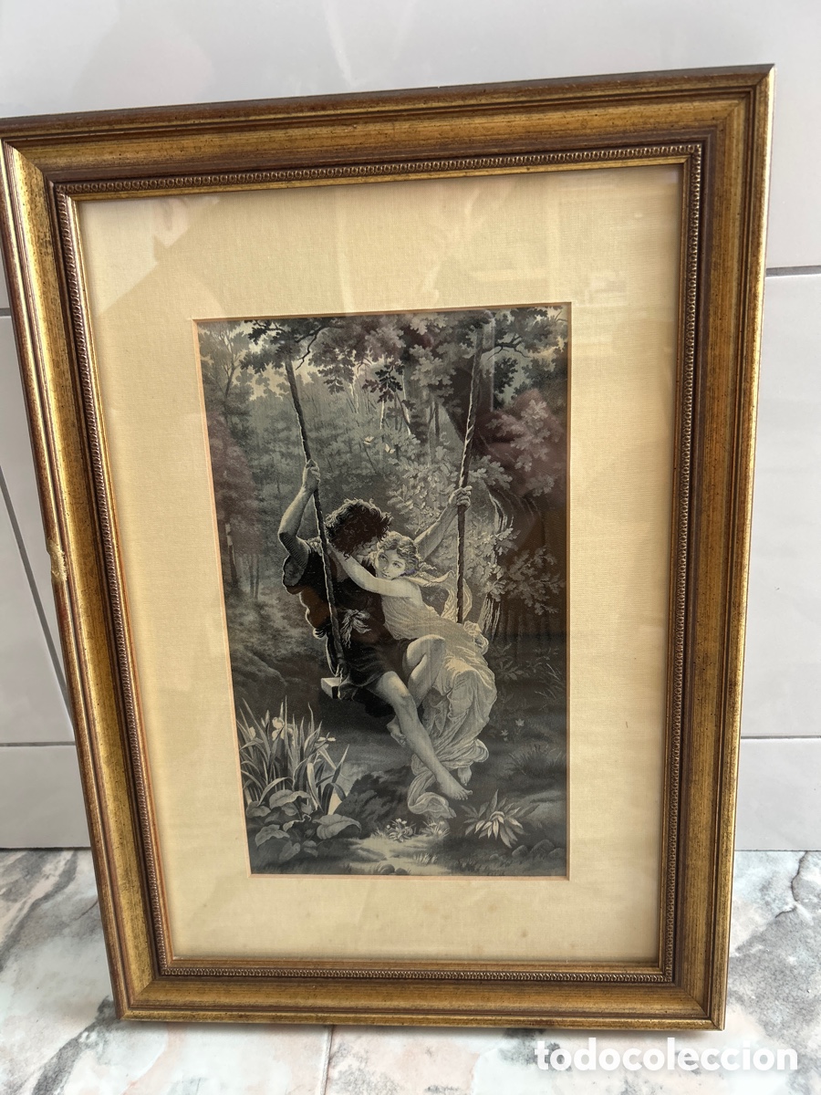 Antiquit&auml;ten: Antiguo cuadro/tapiz de seda Jacuard(Stevengraph)-&ldquo;La Primavera &ldquo;
