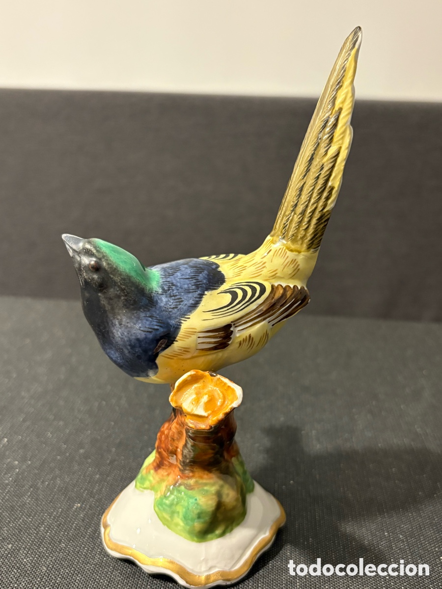 Oggetti Antichi: P&Aacute;JARO DE PORCELANA HISPANIA &ndash; FIGURA ANTIGUA ESPA&Ntilde;OLA &ndash; 18 CM