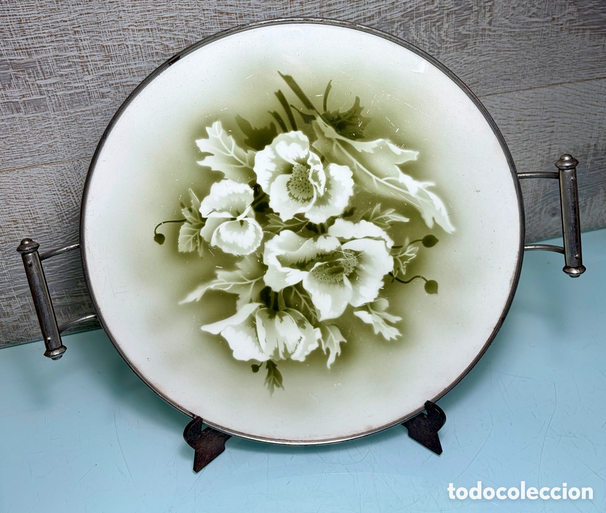 Antiques: Antigua bandeja porcelana floral Art Deco. A&ntilde;os 20-40