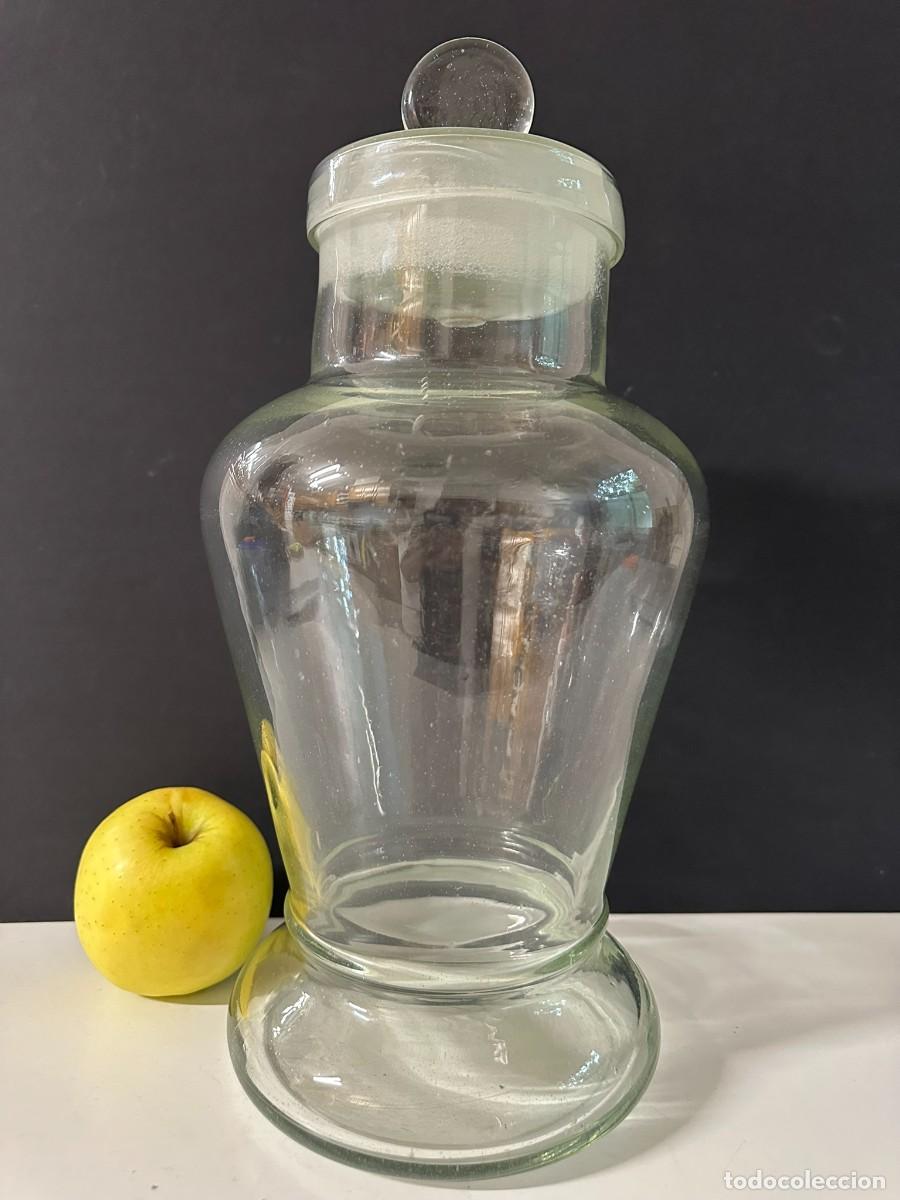 Antiquit&auml;ten: Tarro antiguo de vidrio soplado con tapa