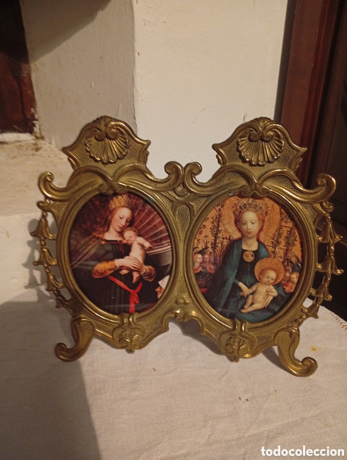 Antiquit&eacute;s: Porta fotos doble es de bronce