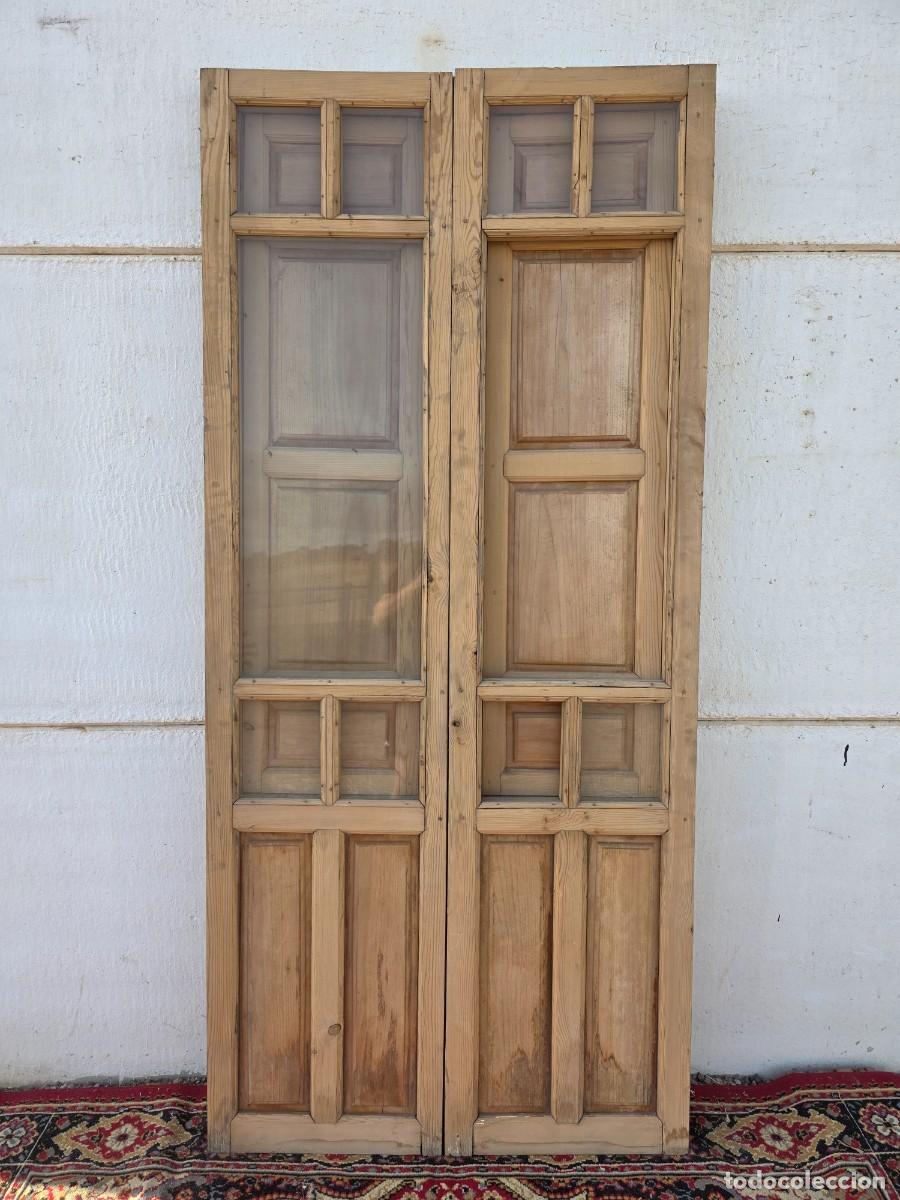 Antiquit&eacute;s: Puerta cristalera antigua de doble hoja