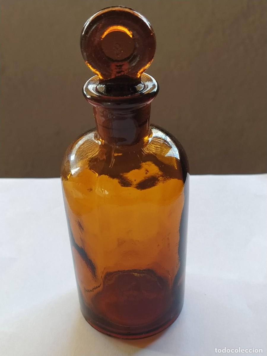 Antiques: BOTE DE CRISTAL FARMACIA &Aacute;MBAR. TAP&Oacute;N DE CRISTAL ESMERILAD0, LONGITUD 14 CENT&Iacute;METROS 130 GRAMOS