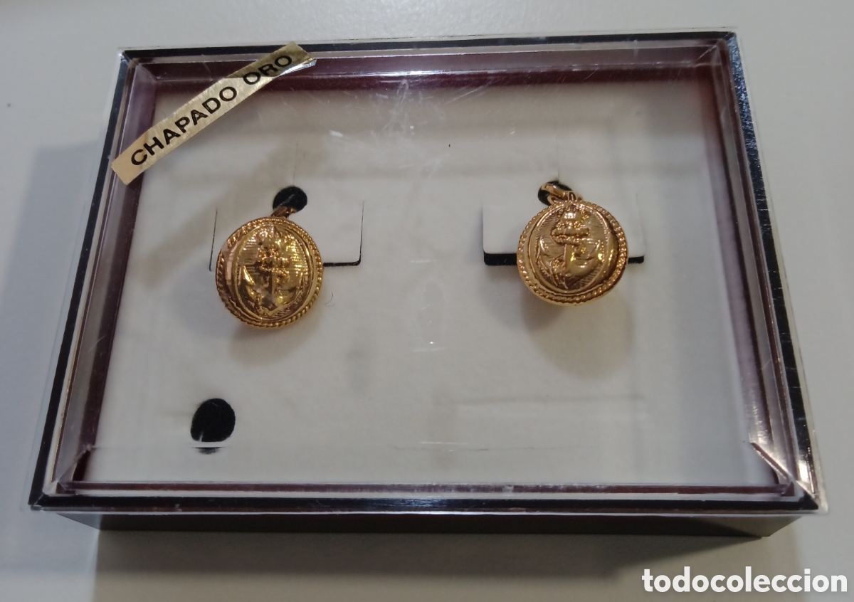 Antig&uuml;edades: Gemelos dorados con emblema Armada Espa&ntilde;ola