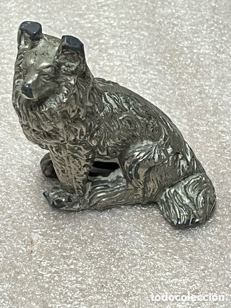 Oggetti Antichi: Antigua Miniatura de perro collie en metal pesado