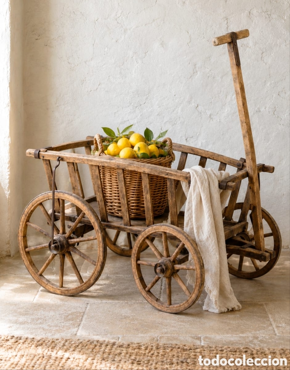 Antig&uuml;edades: Carro Antiguo de Madera y Hierro &ndash; Principios del Siglo XX