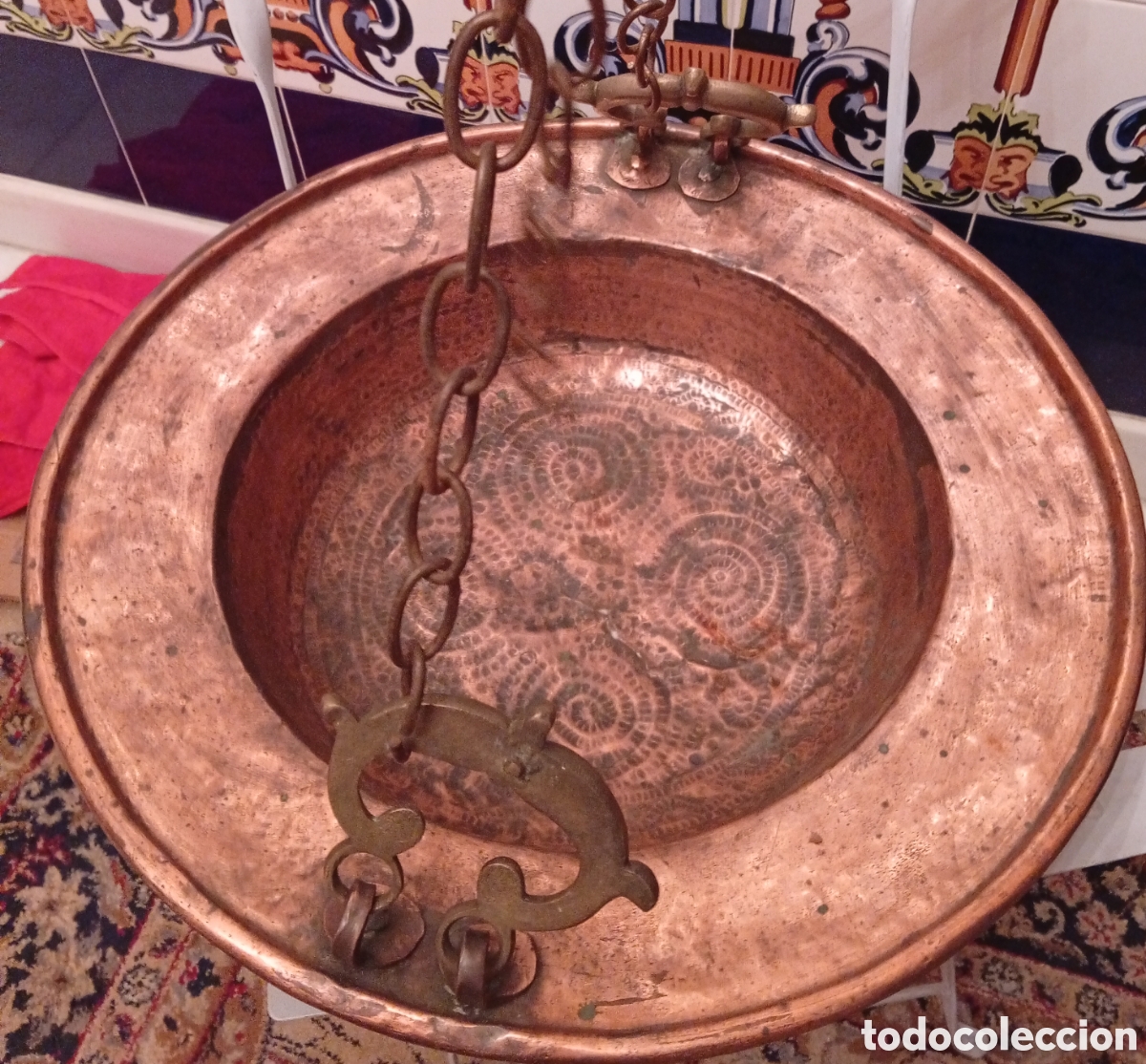 Antiquit&auml;ten: Muy antiguo Brasero decorativo de metal cobre siglo XIX