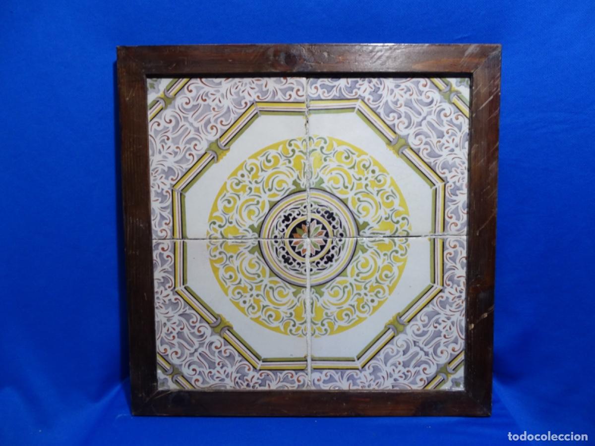 Antiques: MARCO CON 4 ANTIGUOS AZULEJOS CATALANES.