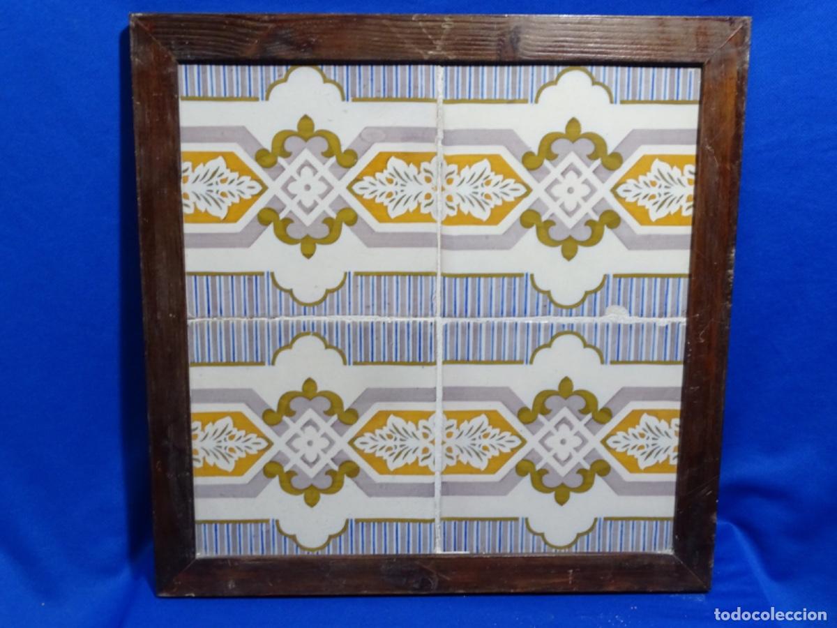 Oggetti Antichi: MARCO CON 4 ANTIGUOS AZULEJOS CATALANES.