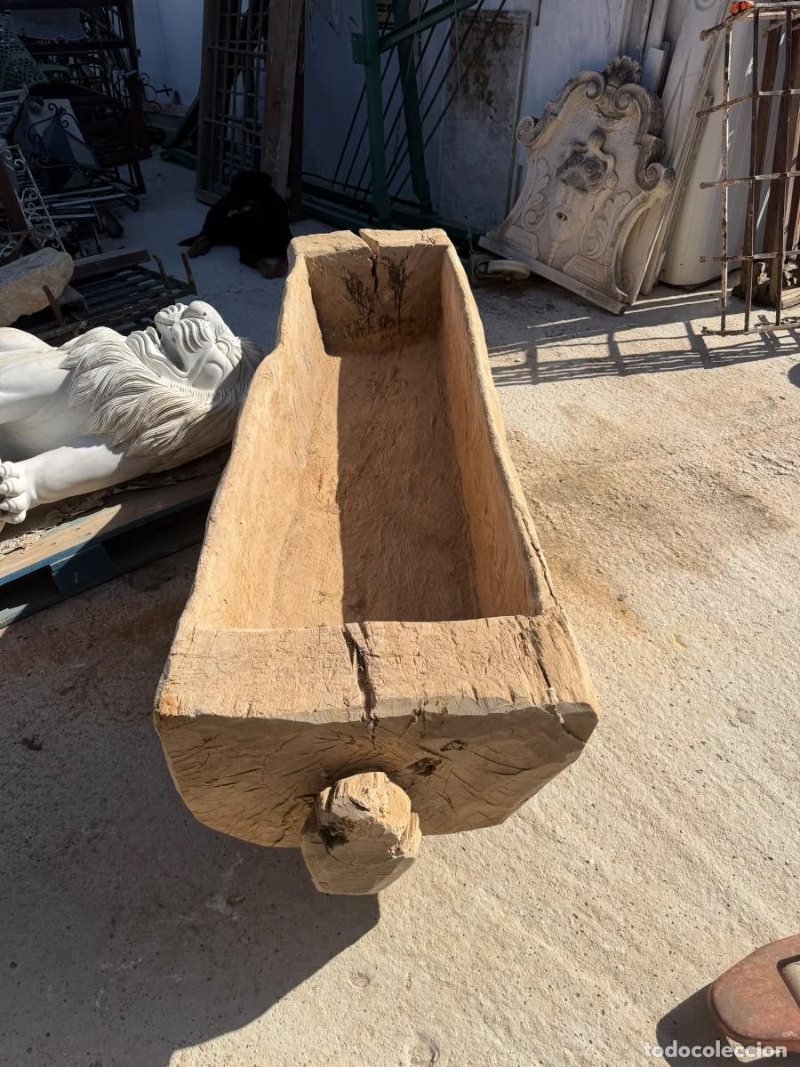 Antig&uuml;edades: Gran pil&oacute;n de madera (de una sola pieza). - Foto 2
