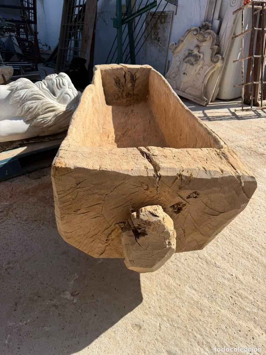 Antig&uuml;edades: Gran pil&oacute;n de madera (de una sola pieza). - Foto 3