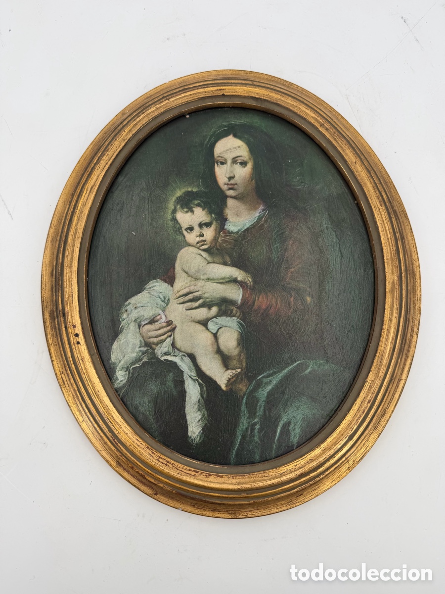 Antig&uuml;edades: Marco Dorado con L&aacute;mina Religiosa - Foto 2